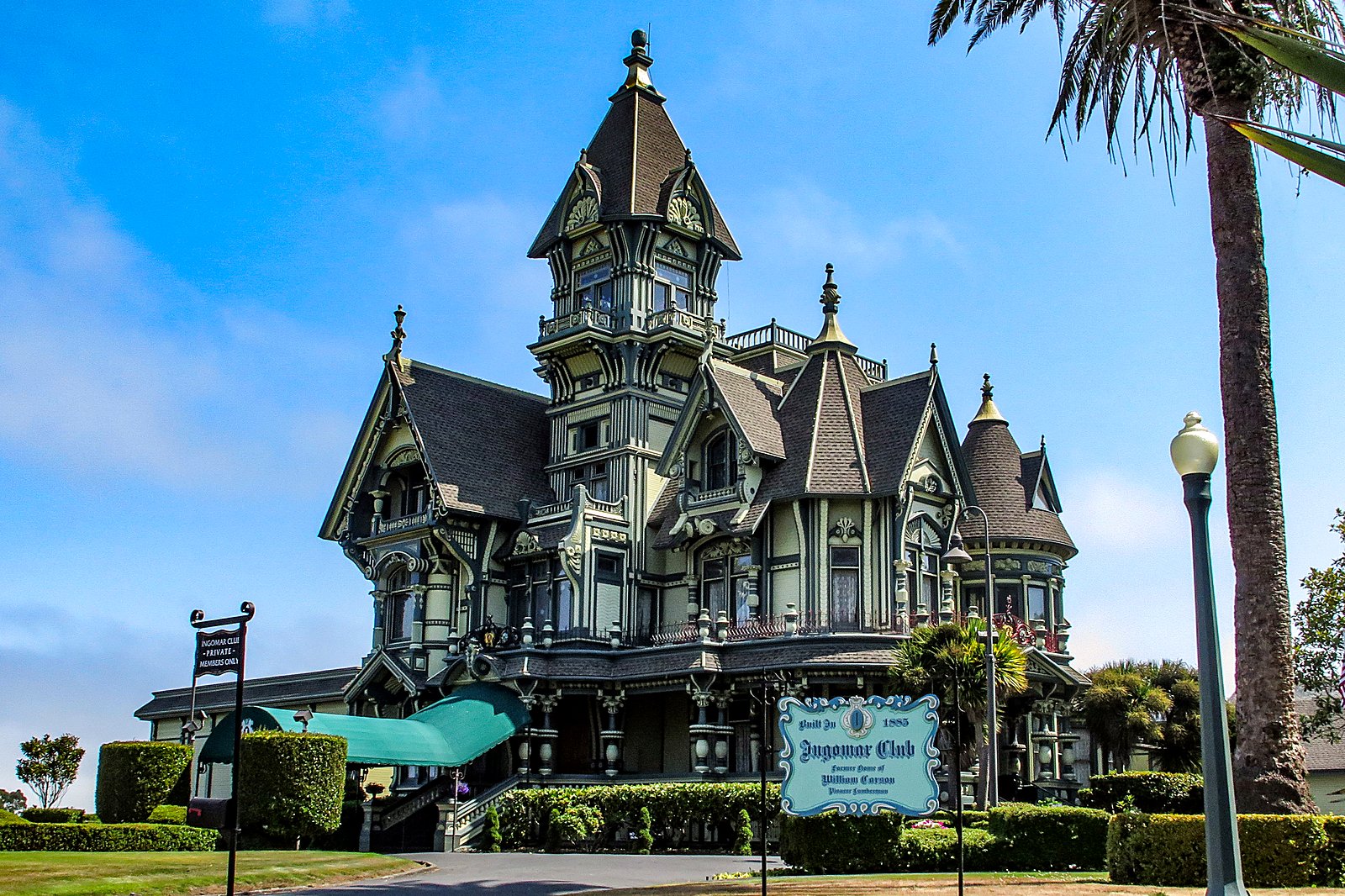 The historic Carson Mansion in Old Town Eureka