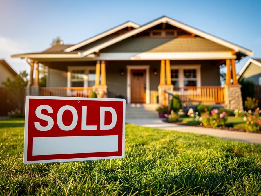 SOLD sign in front of a beautiful home