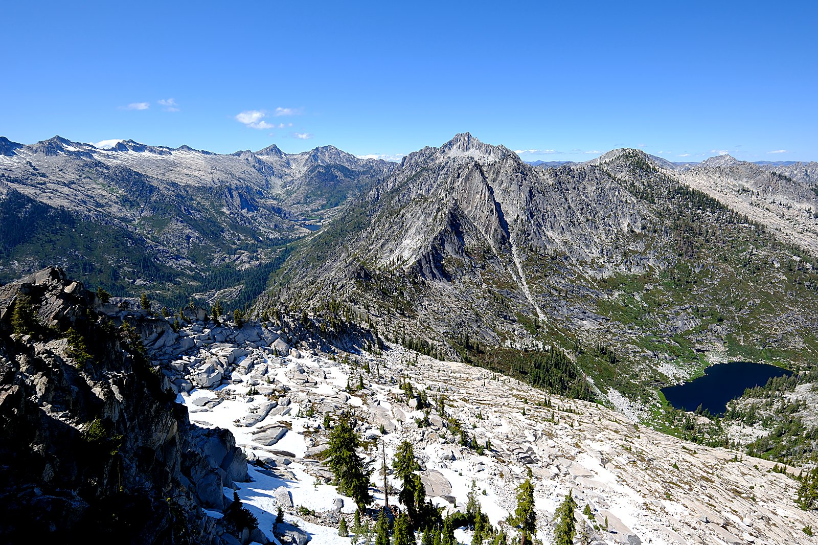 Trinity Alps peaks above an alpine lake